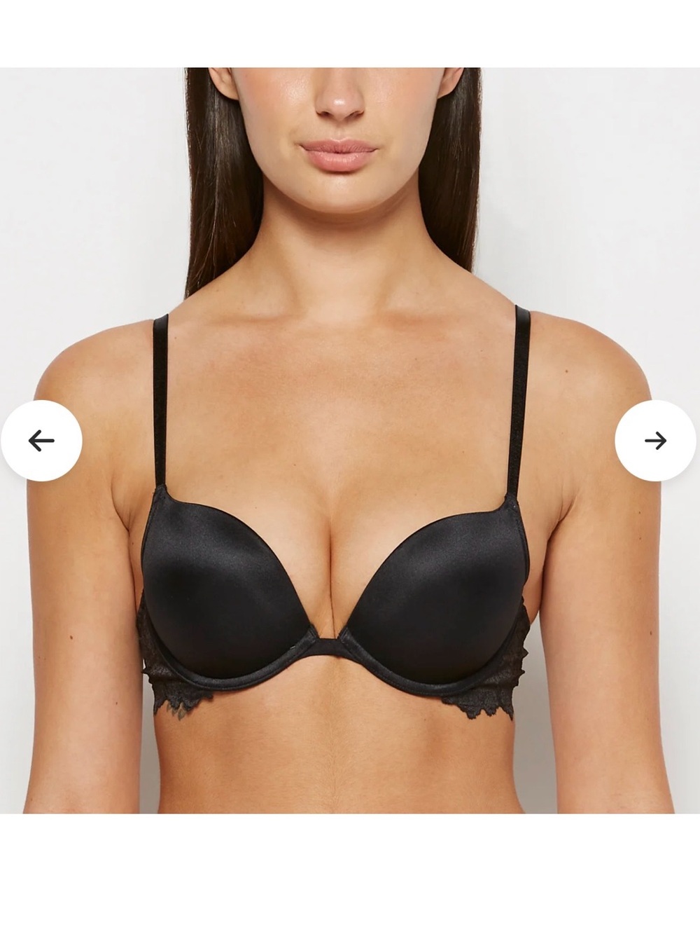 La SENZA Black Satin Push-Up Bra with Lace Band